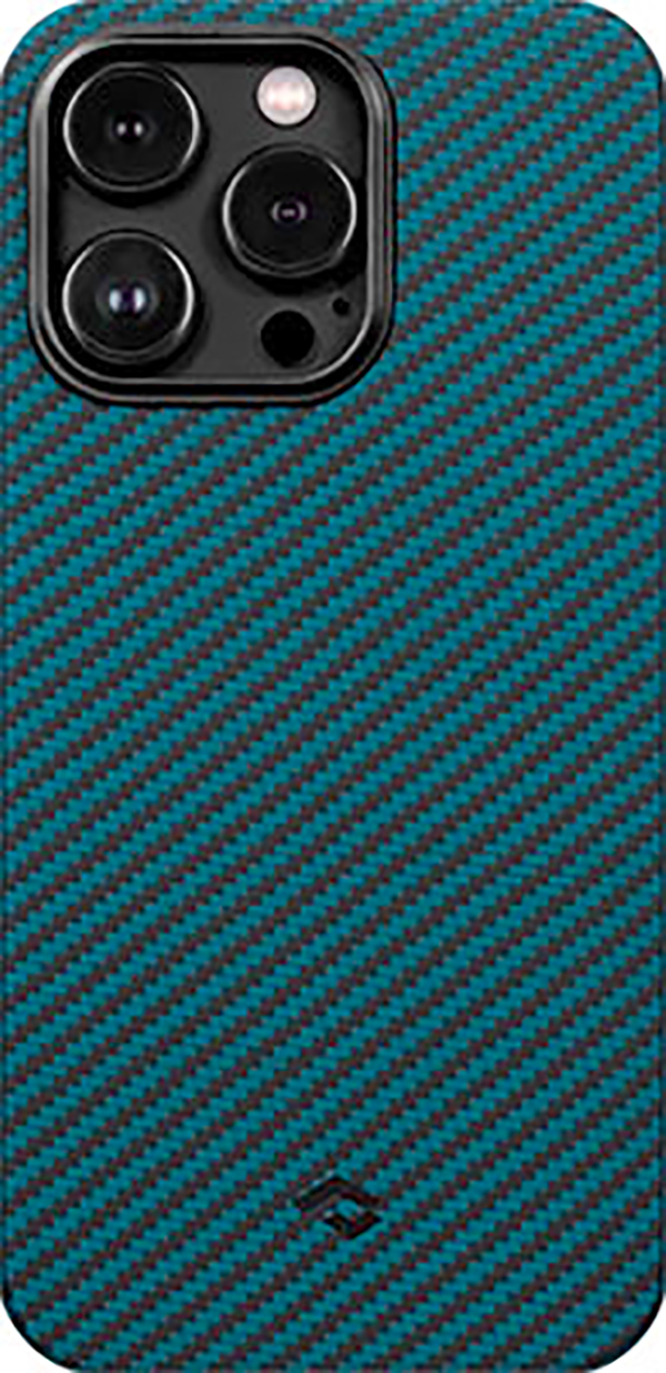 фото Чеxол (клип-кейс) pitaka для iphone14 pro max 6.7 (black/blue twill)1500d