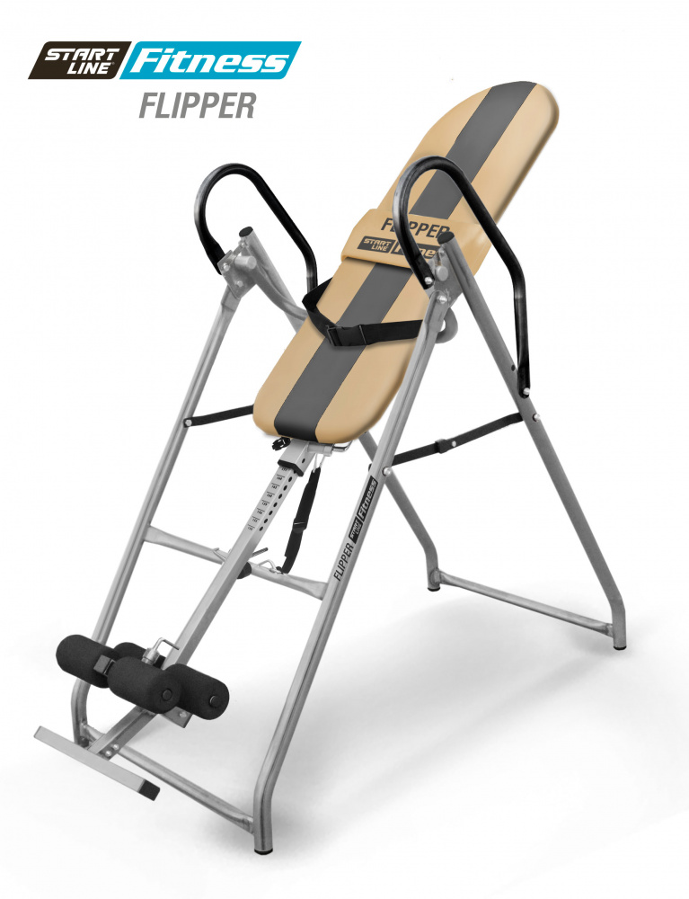 Start Line Fitness Инверсионный стол FLIPPER бежево-серый c подушкой