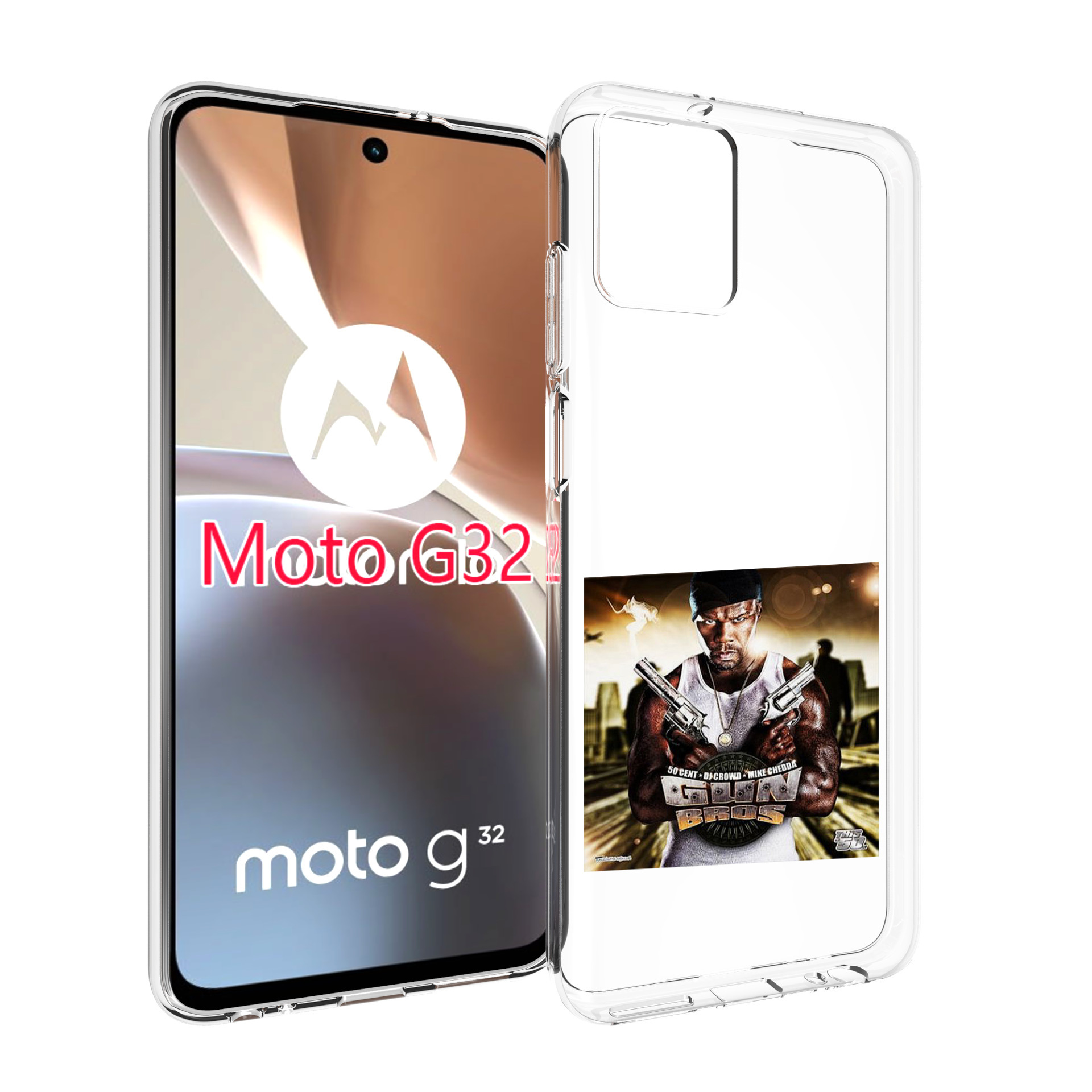 

Чехол MyPads 50 Cent - Gun Bros для Motorola Moto G32, Прозрачный, Tocco