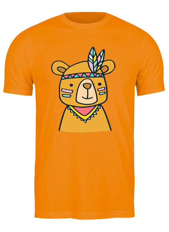 

Футболка мужская Printio Bear here оранжевая L, Оранжевый, Bear here