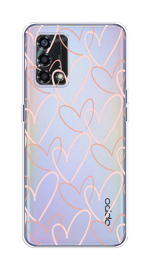 

Чехол на Oppo Reno 6 Lite "Узор из сердечек", Розовый;бежевый, 259550-6