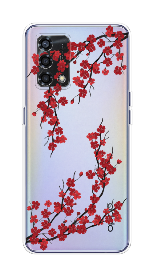 

Чехол на Oppo Reno 6 Lite "Красная сакура", Красный;черный, 259550-2