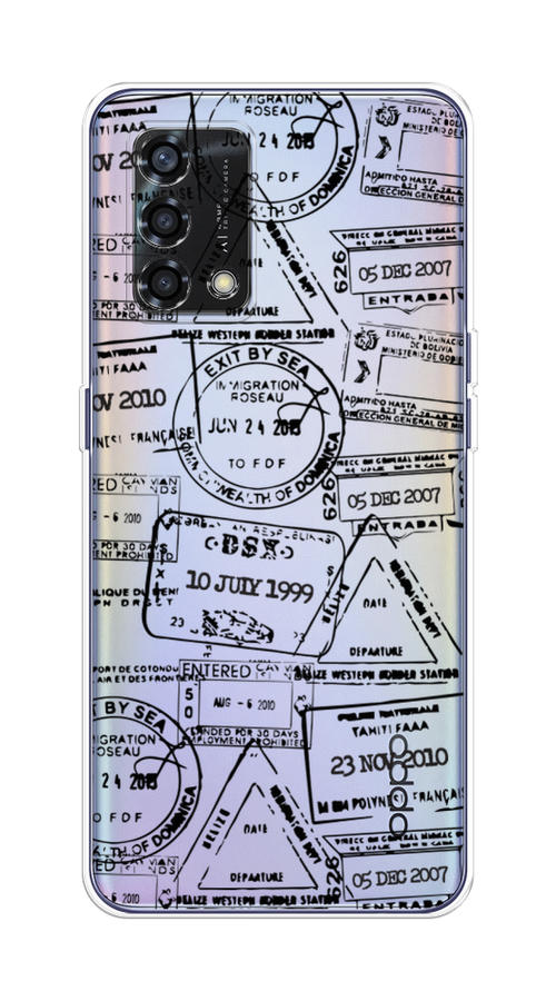 

Чехол на Oppo Reno 6 Lite "Visa stamps 2", Белый;черный;серый, 259550-2