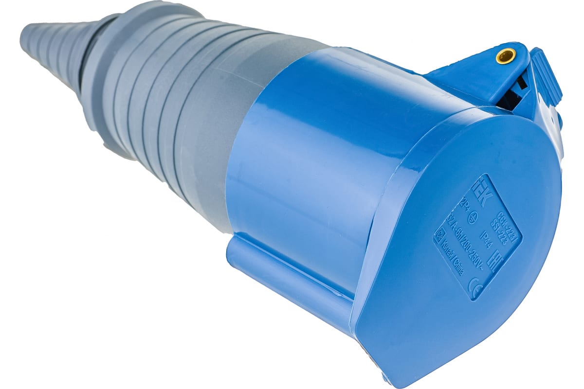 

Кабельная розетка IEK 32A 2P+Е 220В IP44 223 ИЭК PSR21-032-3, Синий;серый