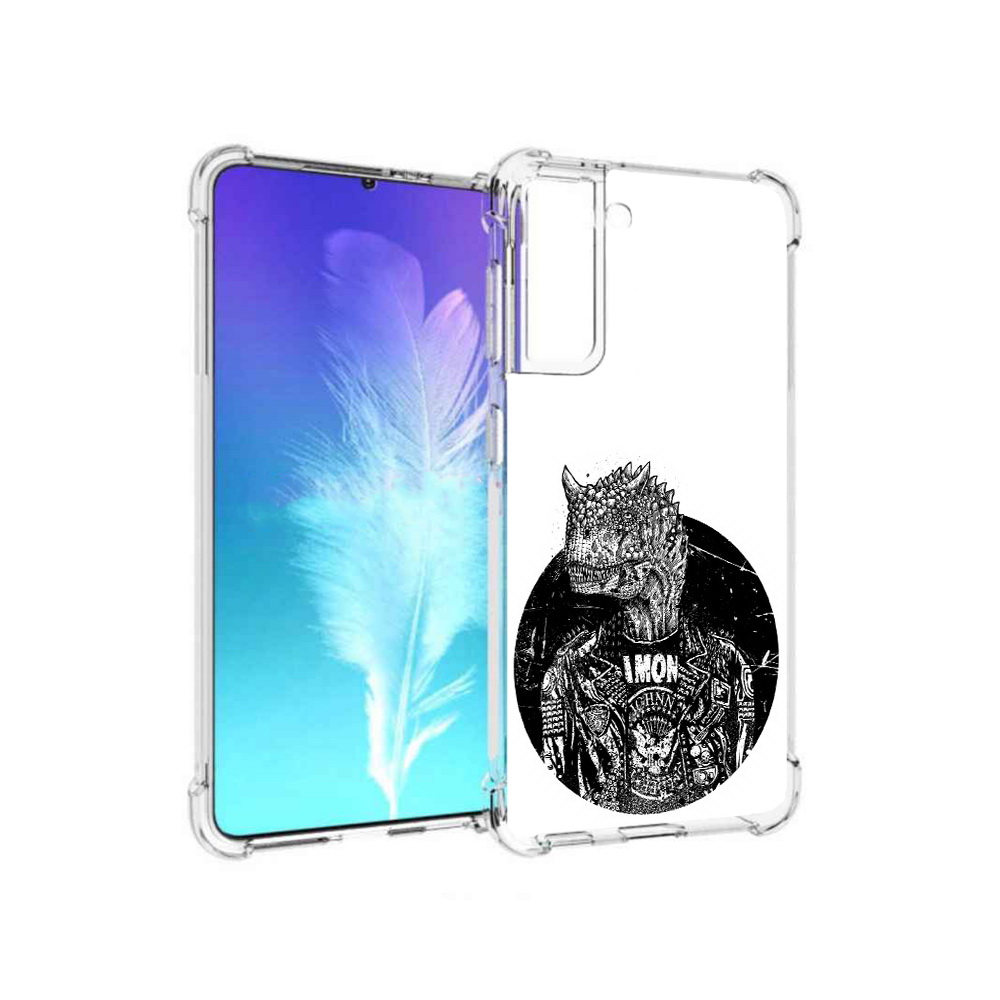 

Чехол MyPads Tocco для Samsung Galaxy S21 динозавр в куртке (PT157088.510.328), Прозрачный, Tocco