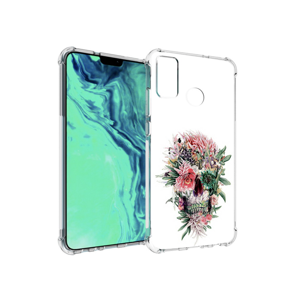 

Чехол MyPads Tocco для Huawei 9X Lite череп из цветов, Прозрачный, Tocco
