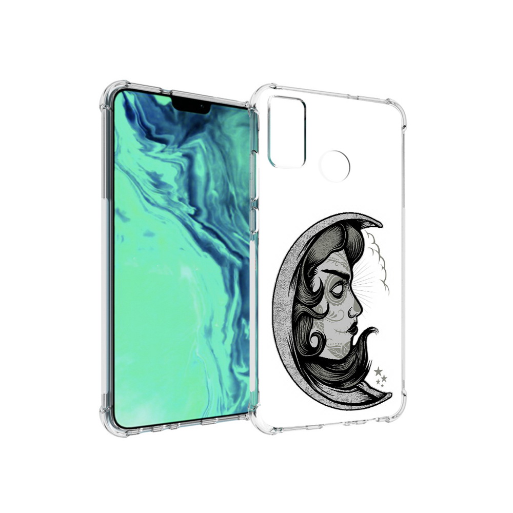 

Чехол MyPads Tocco для Huawei 9X Lite черно белая луна с лицом, Прозрачный, Tocco