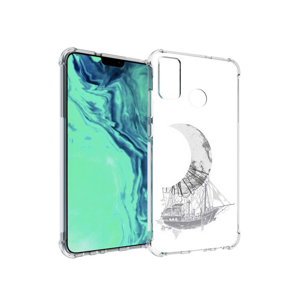 

Чехол MyPads Tocco для Huawei 9X Lite черно белый корабль полумесяц, Прозрачный, Tocco