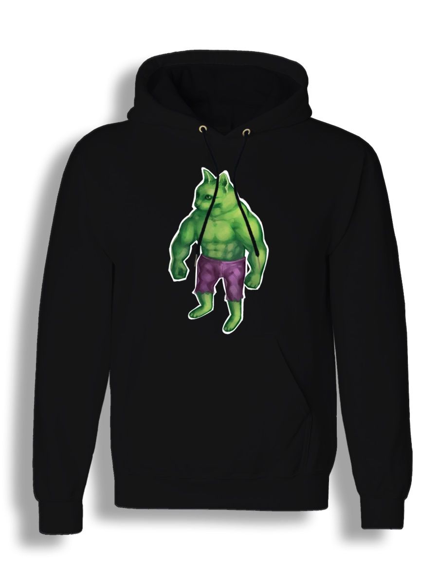 Худи унисекс СувенирShop Кот/Marvel/Hulk/Халк 7 черное 2XL