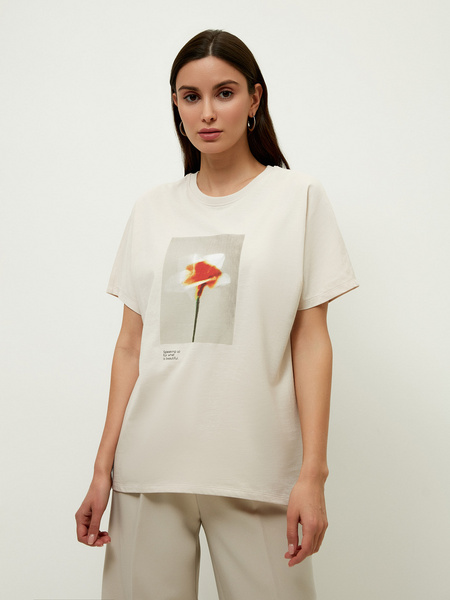 

Футболка женская ZARINA 2265555467-61 бежевая XL, 2265555467