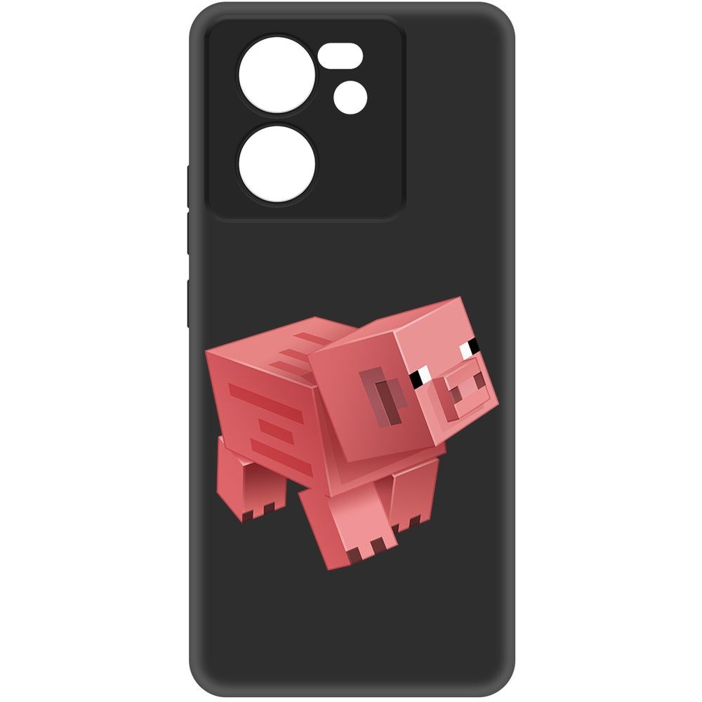 Чехол-накладка Krutoff Soft Case Minecraft-Свинка для Xiaomi 13T черный