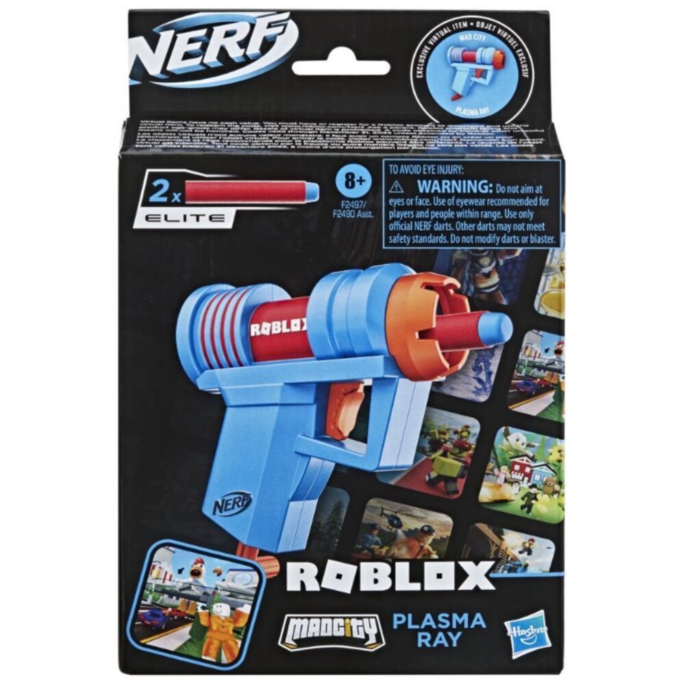 Бластер игрушечный NERF Hasbro Roblox MS Plasma Ray, синий, F2490EU4 бластер nerf hasbro roblox arsenal pulse laser f2484eu4