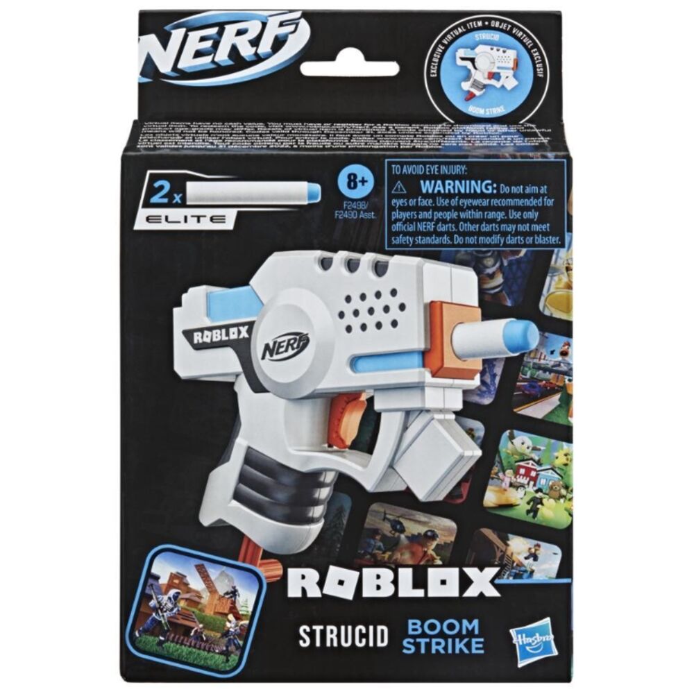 Бластер игрушечный NERF Hasbro Roblox MS Strucid, белый, F2490EU4 бластер игрушечный nerf hasbro roblox arsenal pulse laser f2484eu4