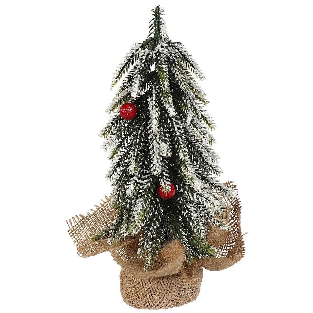 

Елка Y4-8400 новогодняя настольная 30 см хвоя литая заснеженная в мешковине с декором