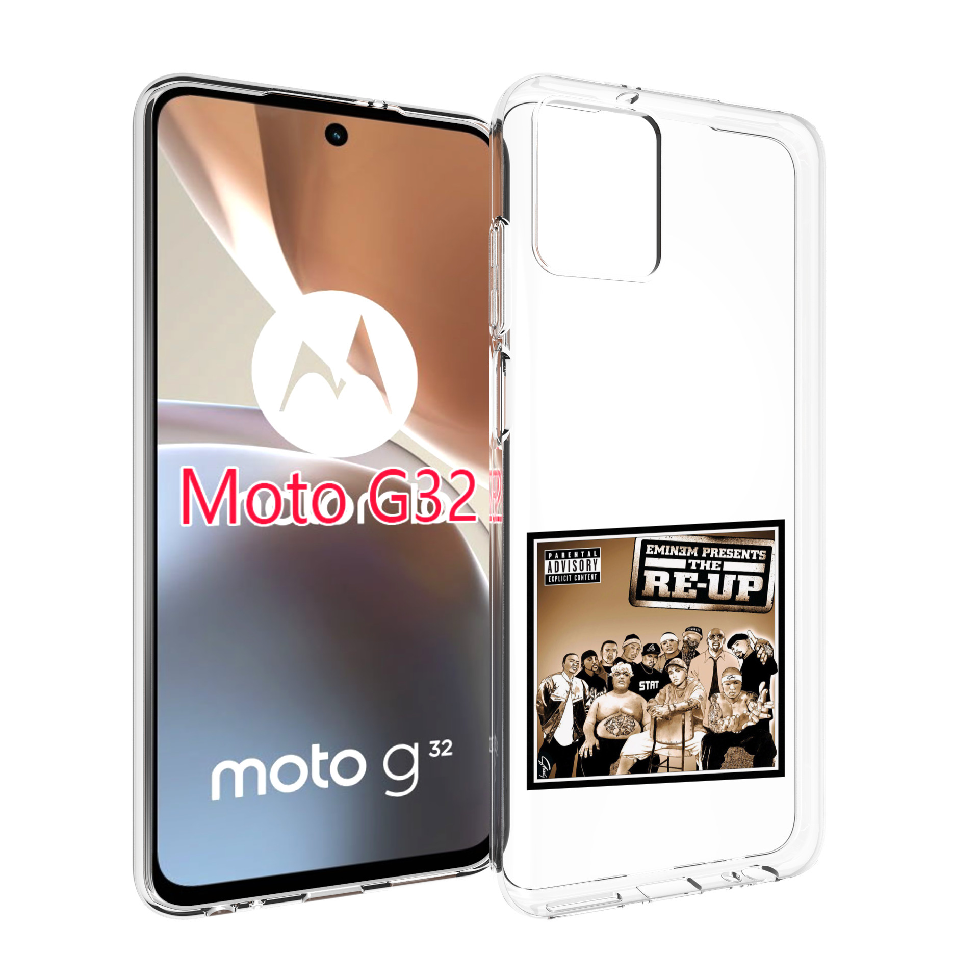 

Чехол MyPads EMINEM PRESENTS, THE RE-UP для Motorola Moto G32, Прозрачный, Tocco