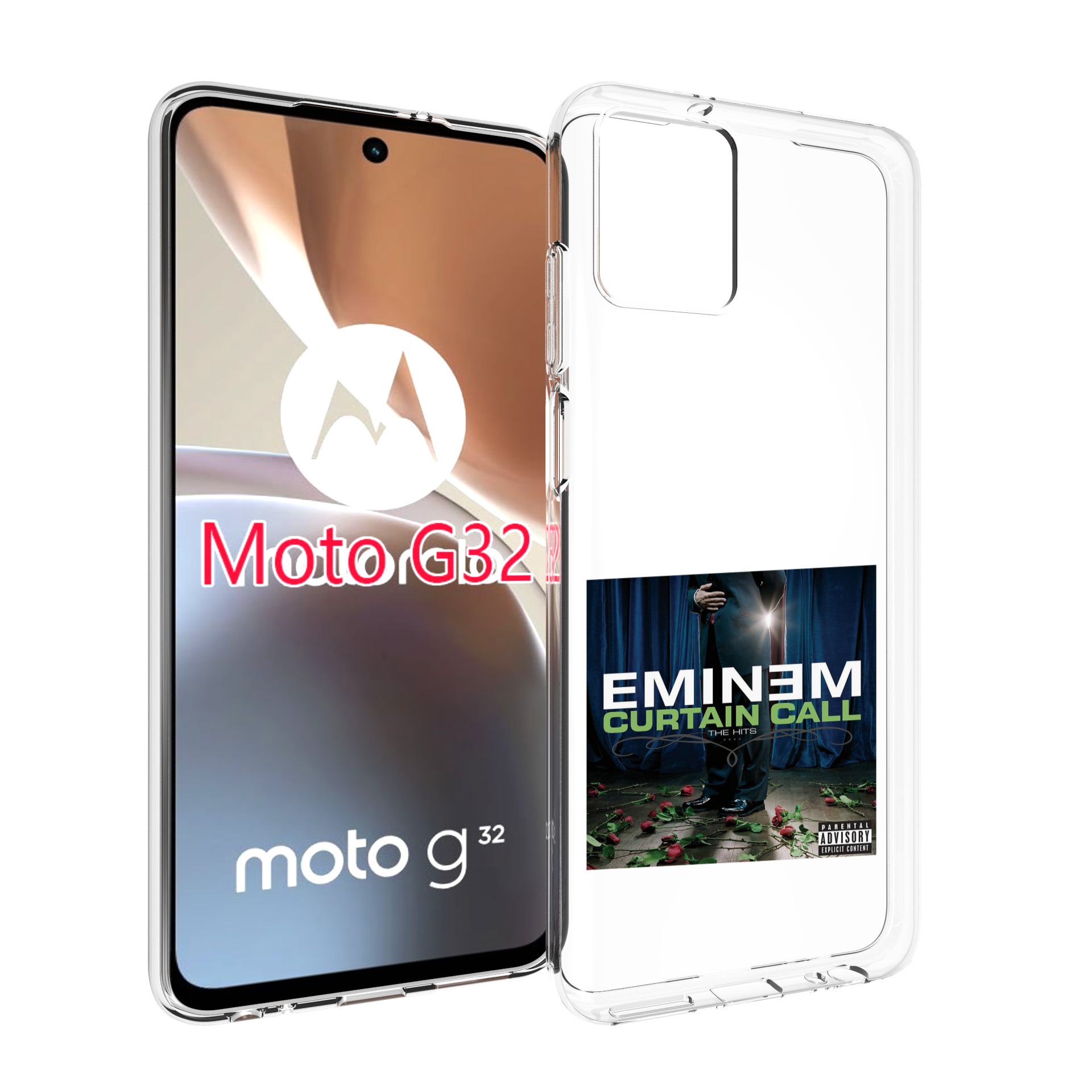 

Чехол MyPads Eminem CURTAIN CALL, THE HITS для Motorola Moto G32, Прозрачный, Tocco