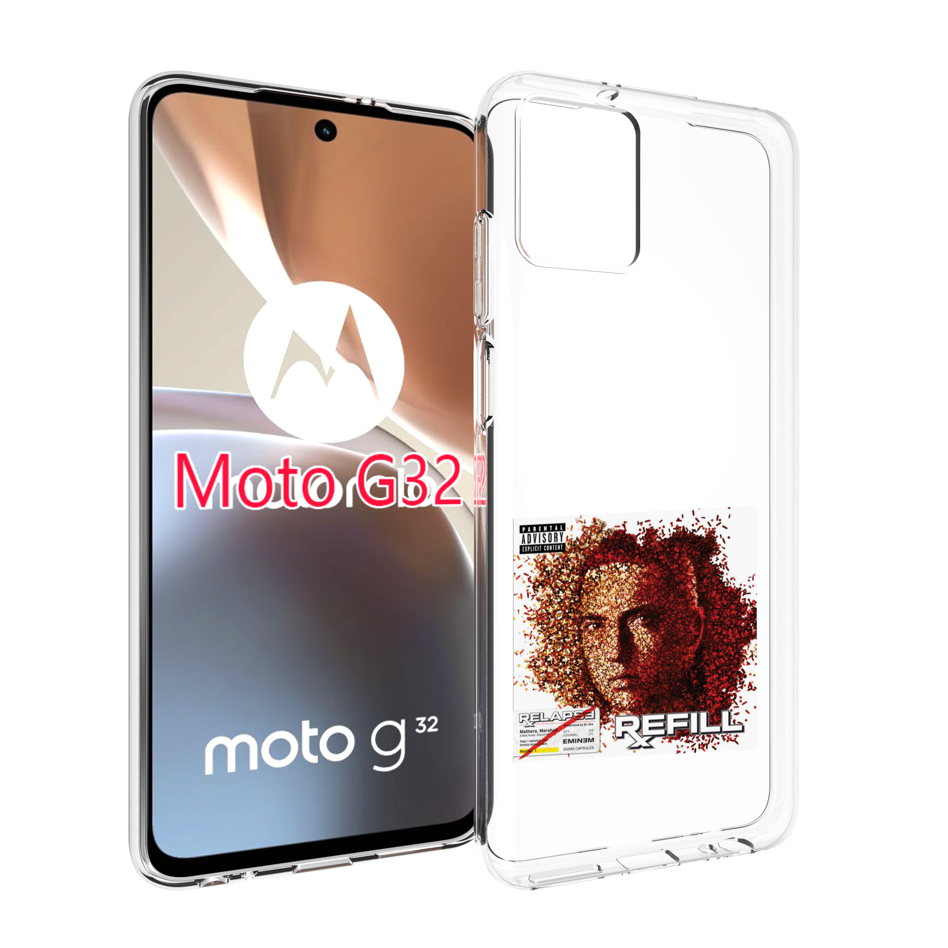 

Чехол MyPads Eminem RELAPSE, REFILL для Motorola Moto G32, Прозрачный, Tocco