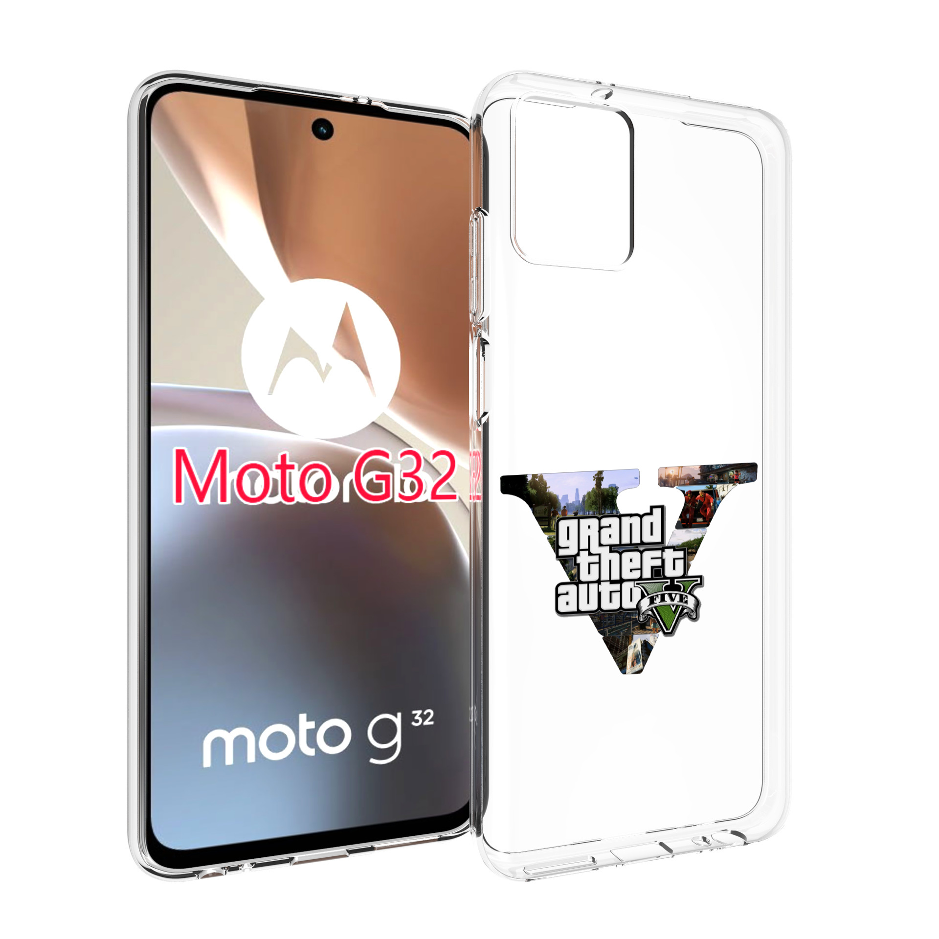 

Чехол MyPads GTA 5 логотип для Motorola Moto G32, Прозрачный, Tocco