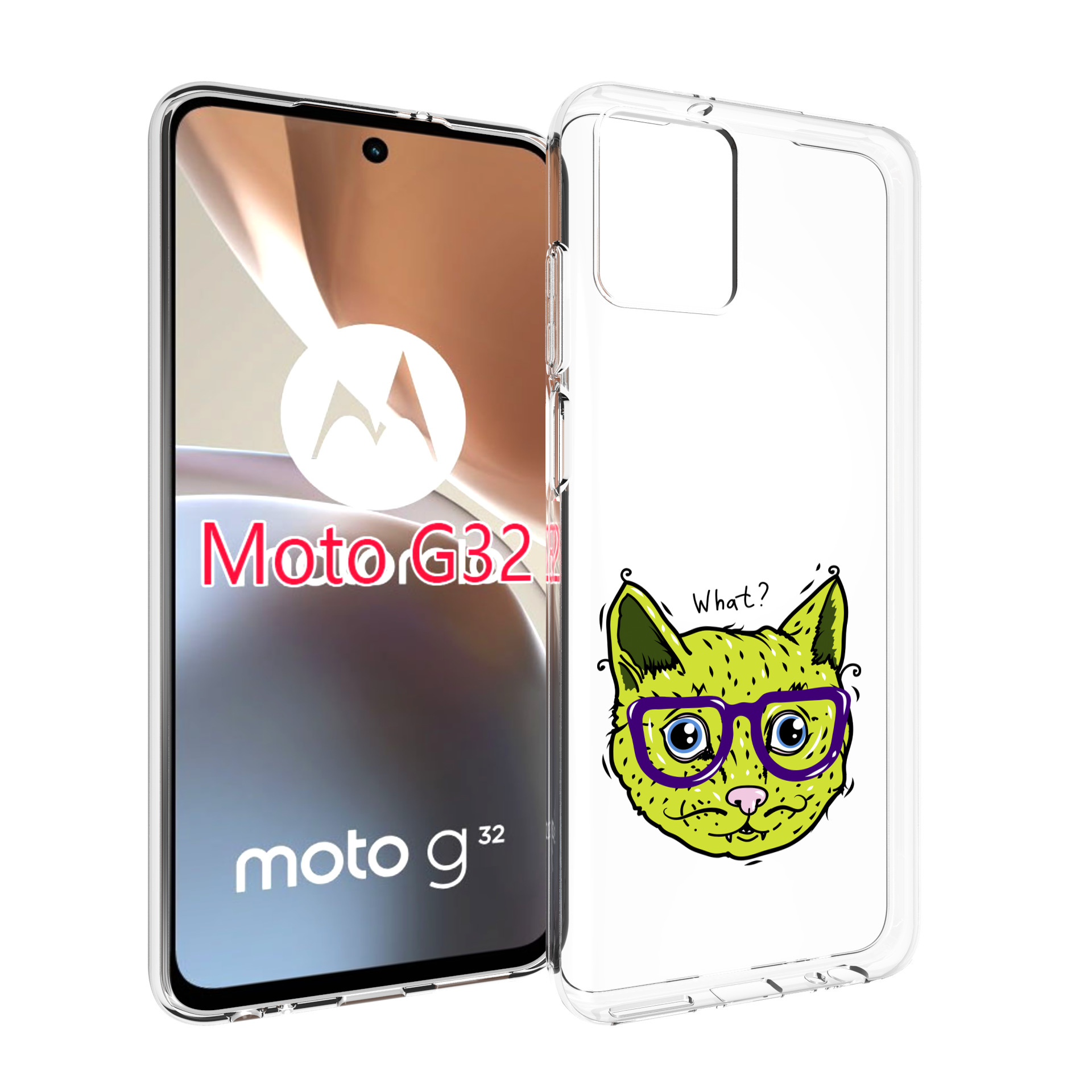 

Чехол MyPads Зеленый кот для Motorola Moto G32, Прозрачный, Tocco