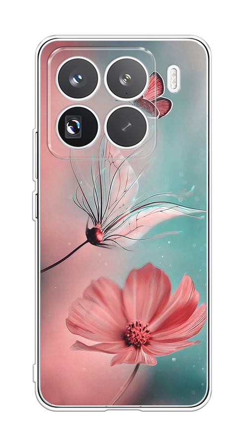 

Чехол на Xiaomi 15 Pro "Бабочка и цветок", Голубой;розовый, 323750-1