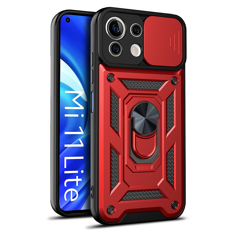 

Чехол с кольцом Bumper Case для Xiaomi Mi 11 Lite, красный, Bumper Case