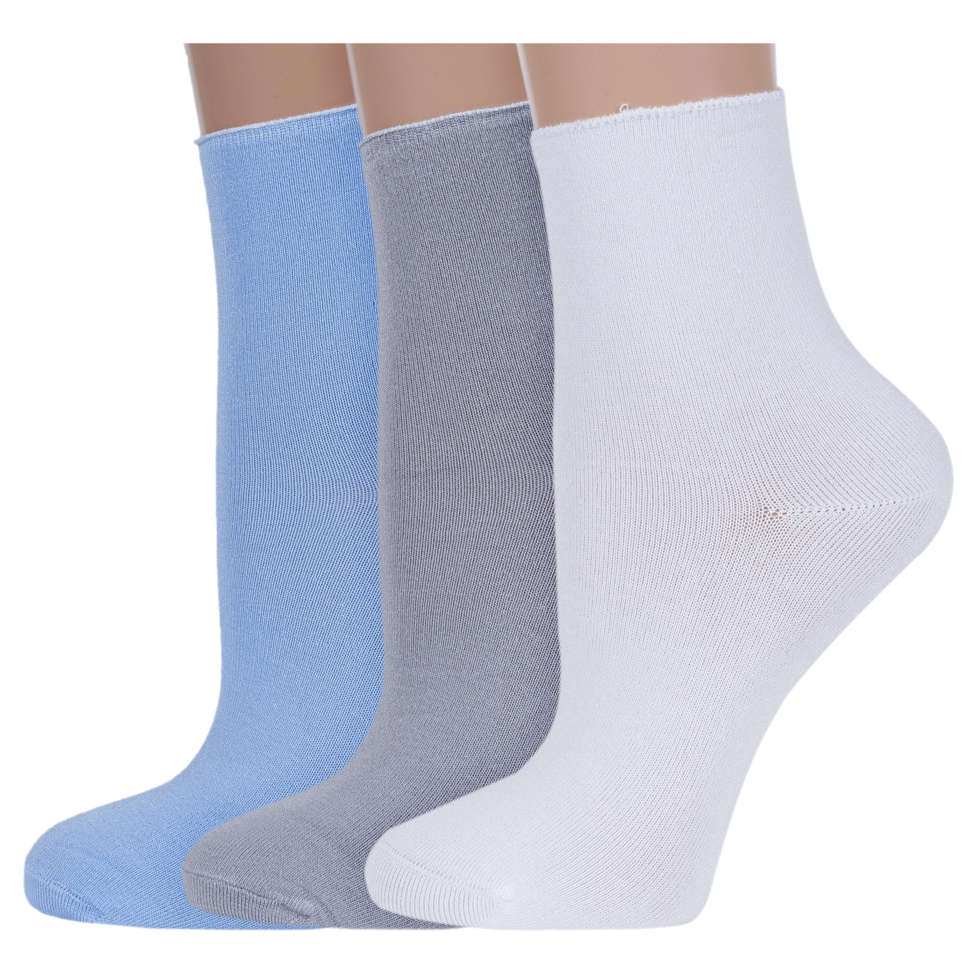 Комплект носков женских ХОХ 3-G-1423 белых; голубых; серых 25