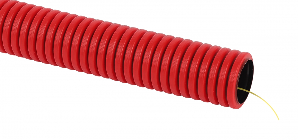 фото Эра труба гофрированная двустенная пнд (красная) d 50мм с зонд. 50м (4)
