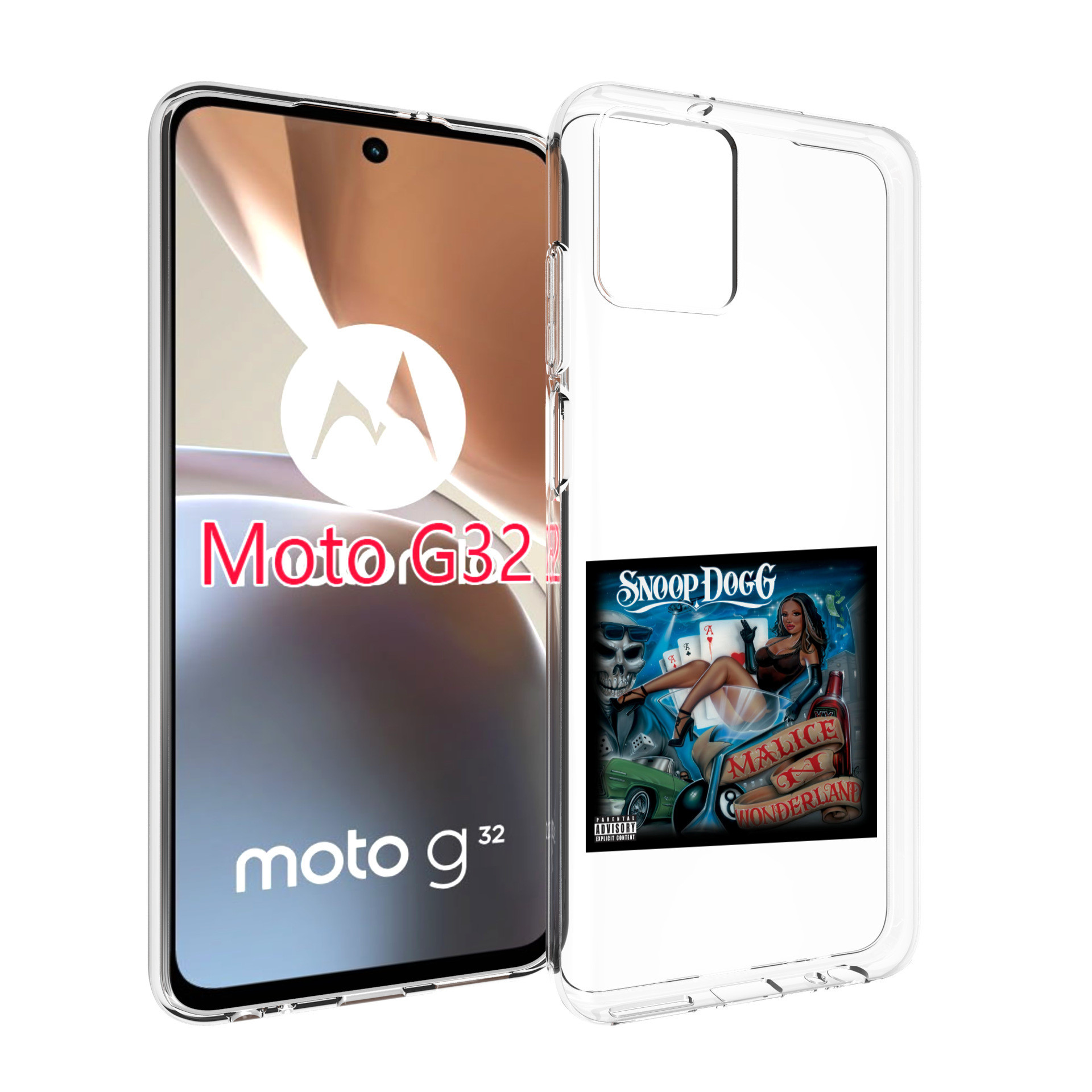 

Чехол MyPads Snoop Dogg MALICE N WONDERLAND для Motorola Moto G32, Прозрачный, Tocco