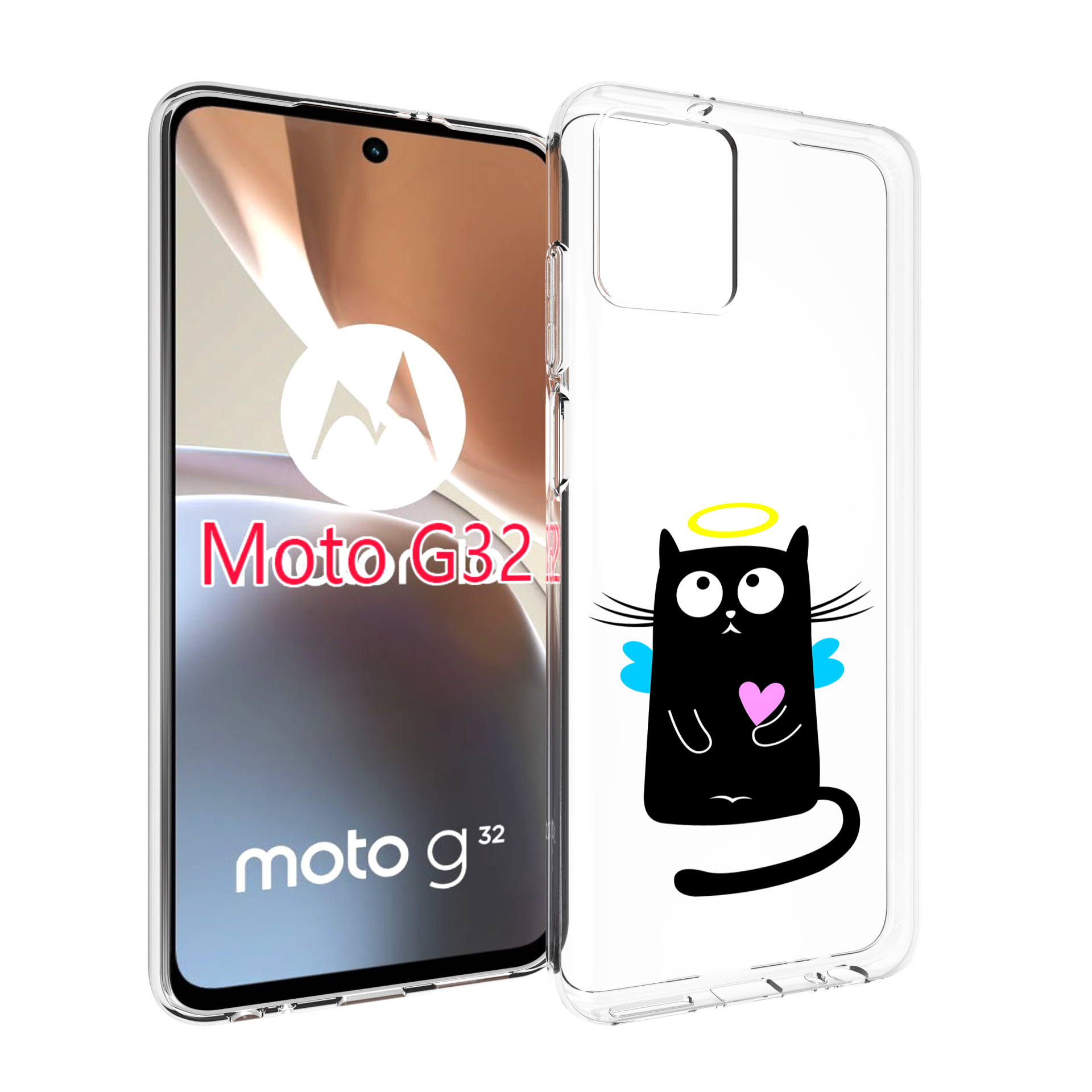 

Чехол MyPads Кот ангелок для Motorola Moto G32, Прозрачный, Tocco