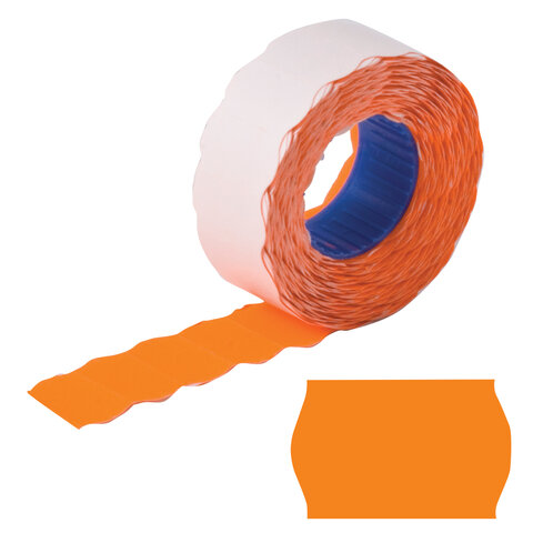 Этикет-лента 22х12 мм, волна, оранжевая, комплект 5 рулонов по 800 шт.,  123574, (2шт.)