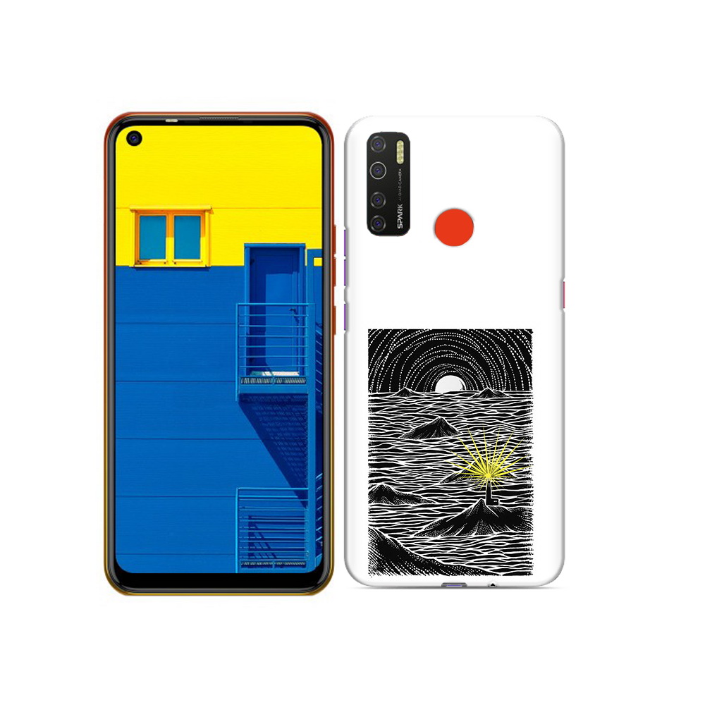 

Чехол MyPads Tocco для Tecno Spark 5 маяк в черно белом море, Tocco
