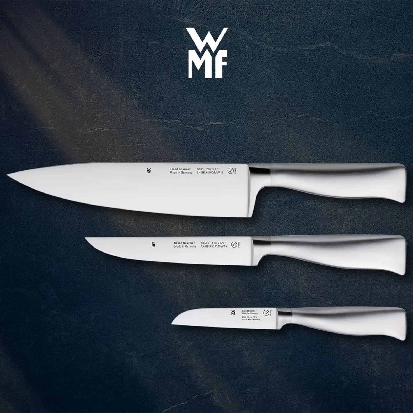 

Набор ножей WMF Grand Gourmet, 3 предмета, нержавеющая сталь Cromargan, 1894939992