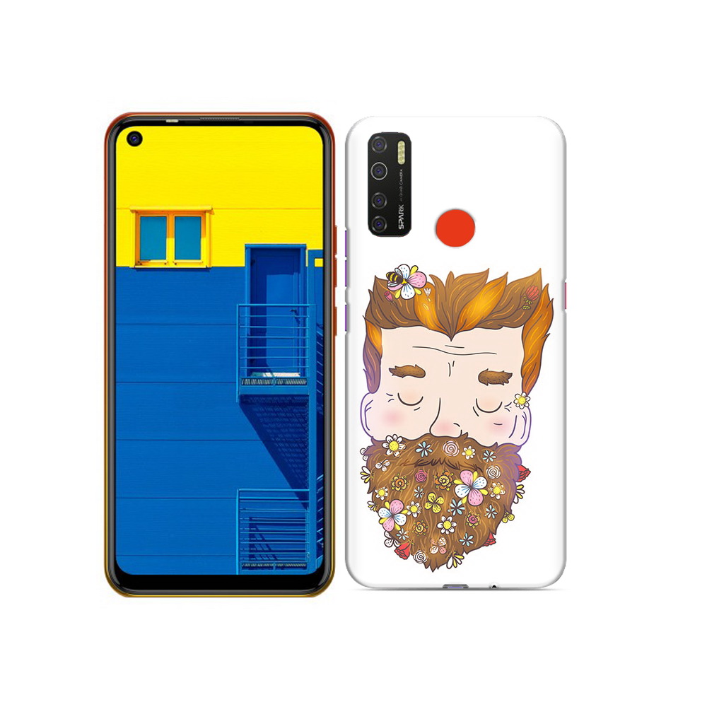 

Чехол MyPads Tocco для Tecno Spark 5 мужчина с цветами в бороде, Tocco