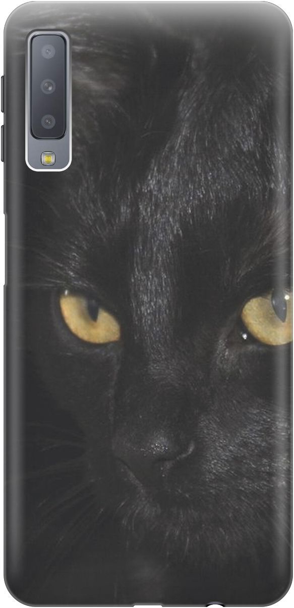 

Силиконовый чехол на Samsung Galaxy A7 (2018) "Черная кошка", Желтый;черный, 7191