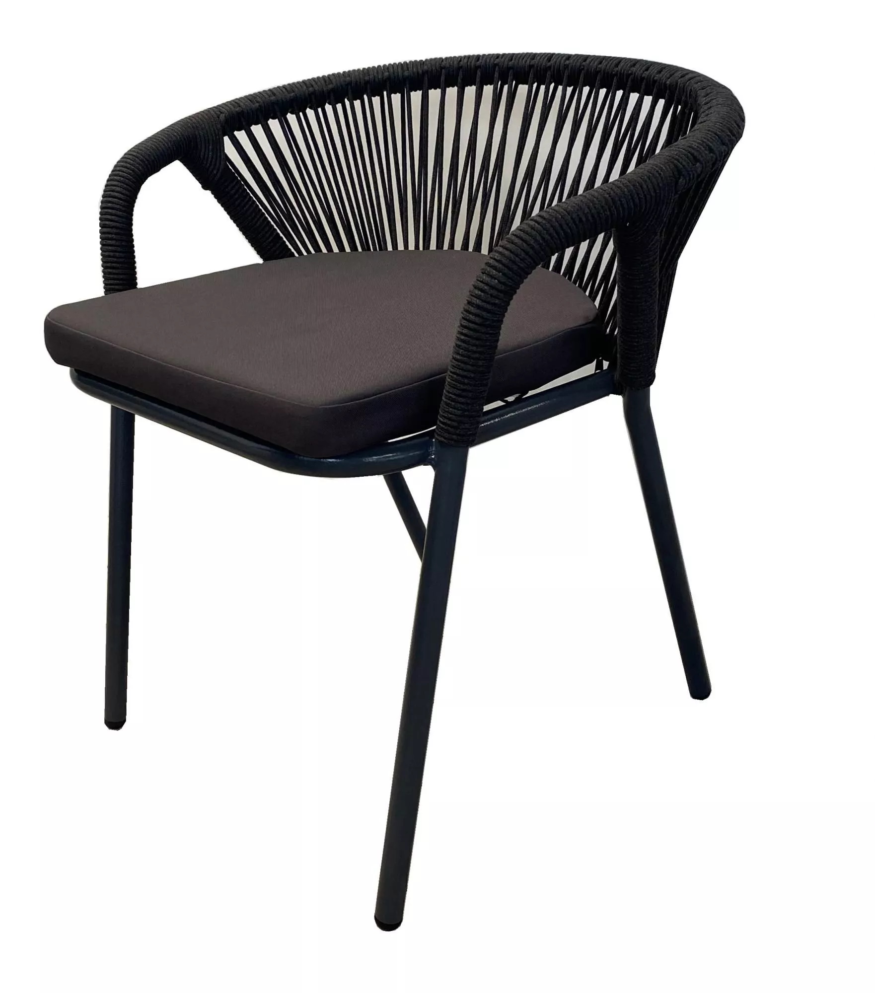фото Плетеный стул из синтетических лент 4sis женева темно-серый