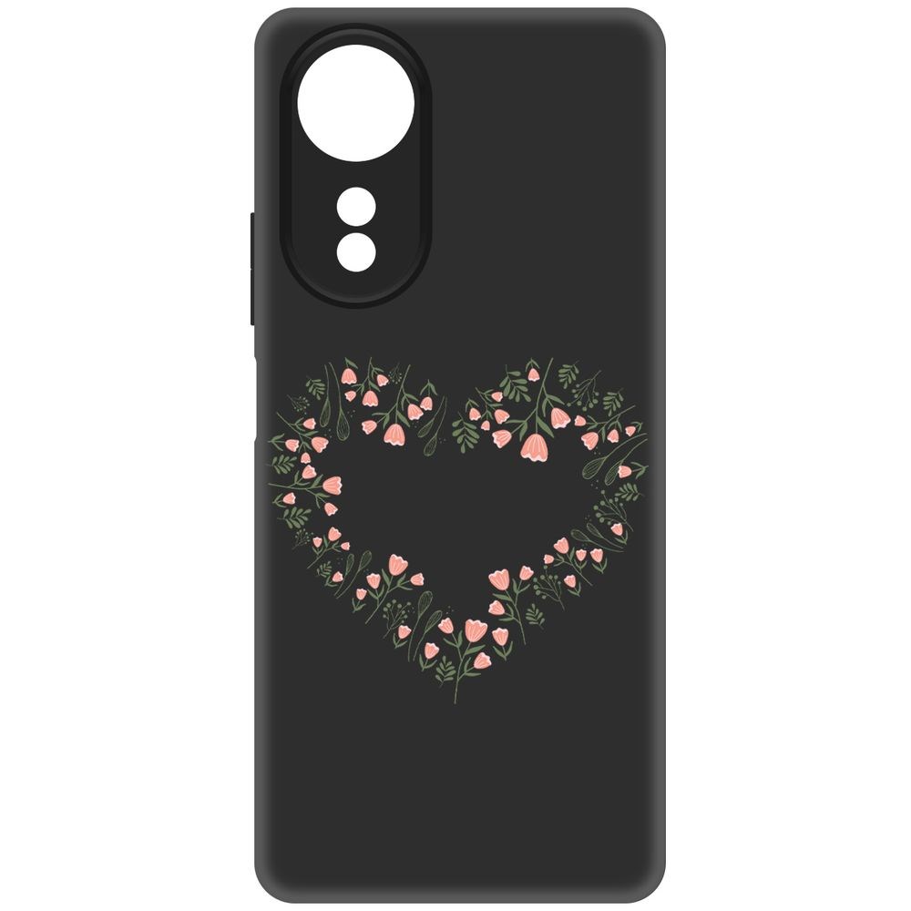 

Чехол-накладка Krutoff Soft Case Цветочное сердце для Oppo A58 4G черный