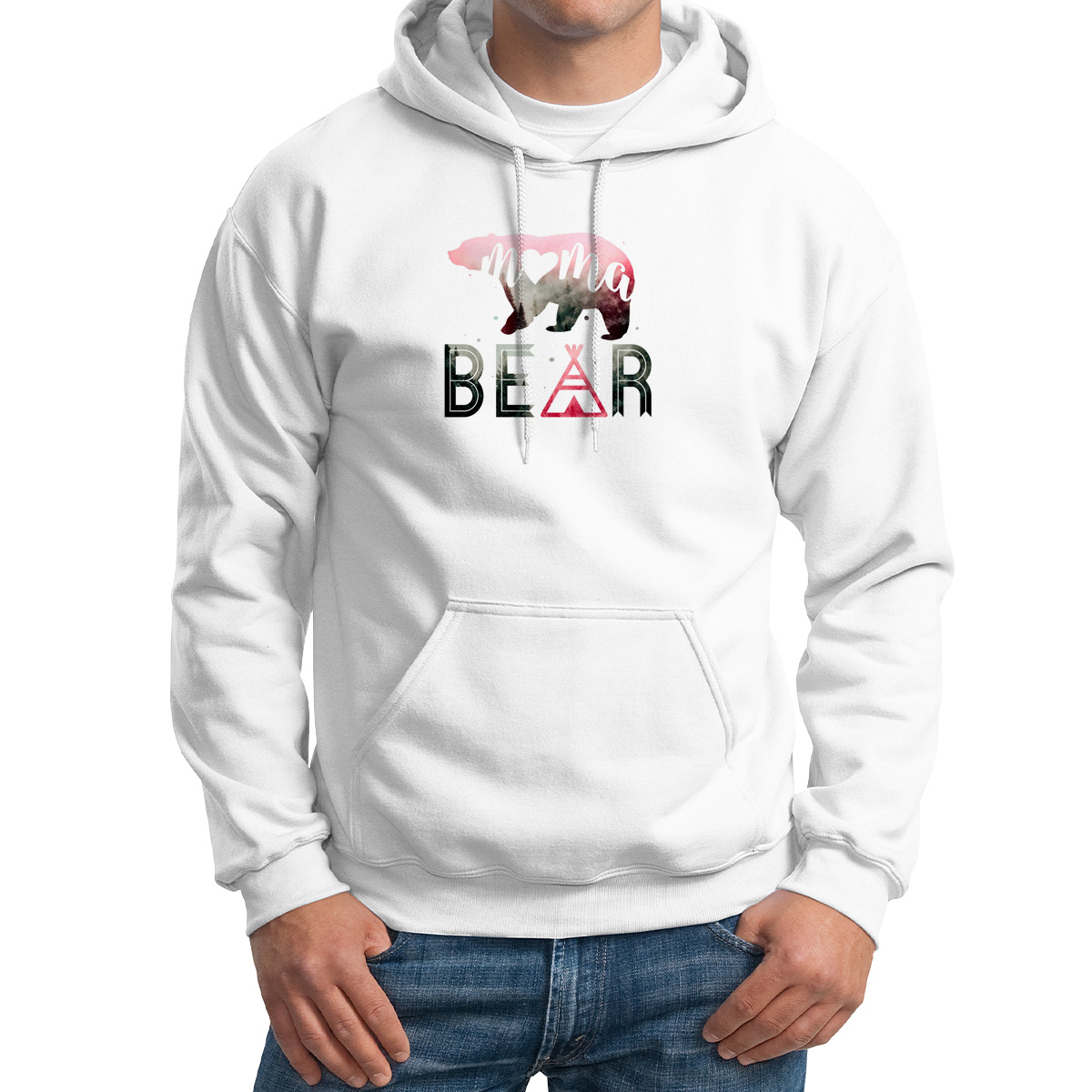 

Худи унисекс CoolPodarok Семья. mama bear белое 56 RU, Белый, 6M043563
