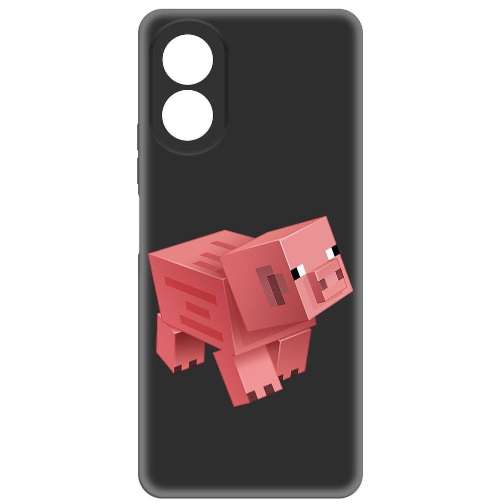 

Чехол-накладка Krutoff Soft Case Minecraft-Свинка для Oppo A38 4G черный