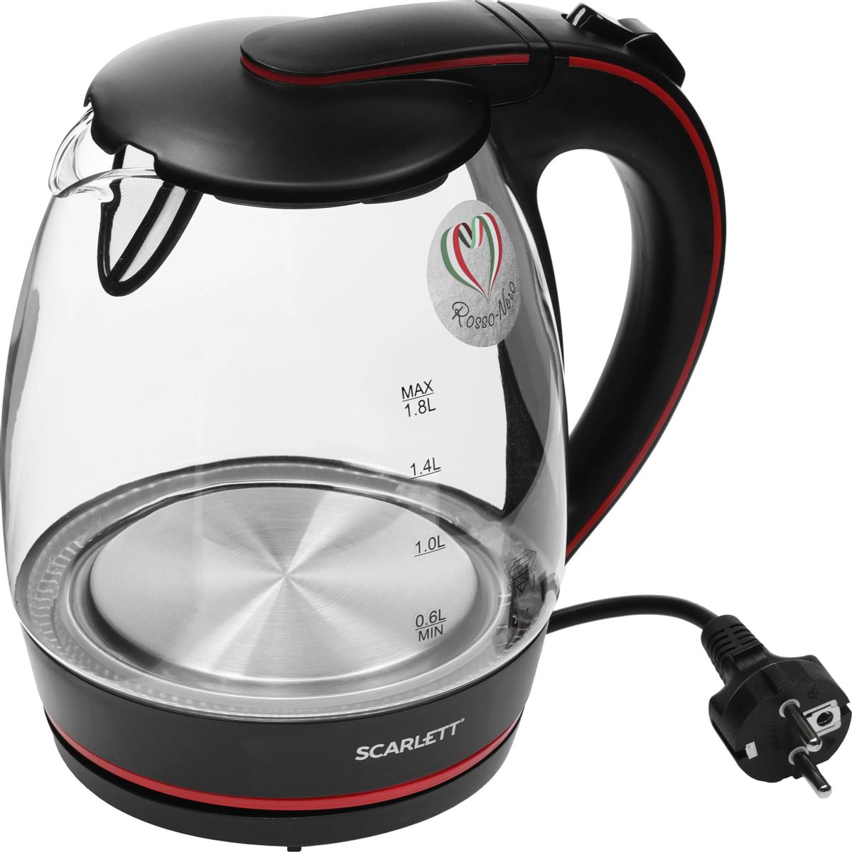 

Чайник электрический SCARLETT SC-EK27G71, 2200Вт, черный и красный