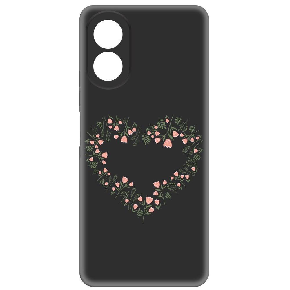 

Чехол-накладка Krutoff Soft Case Цветочное сердце для Oppo A38 4G черный