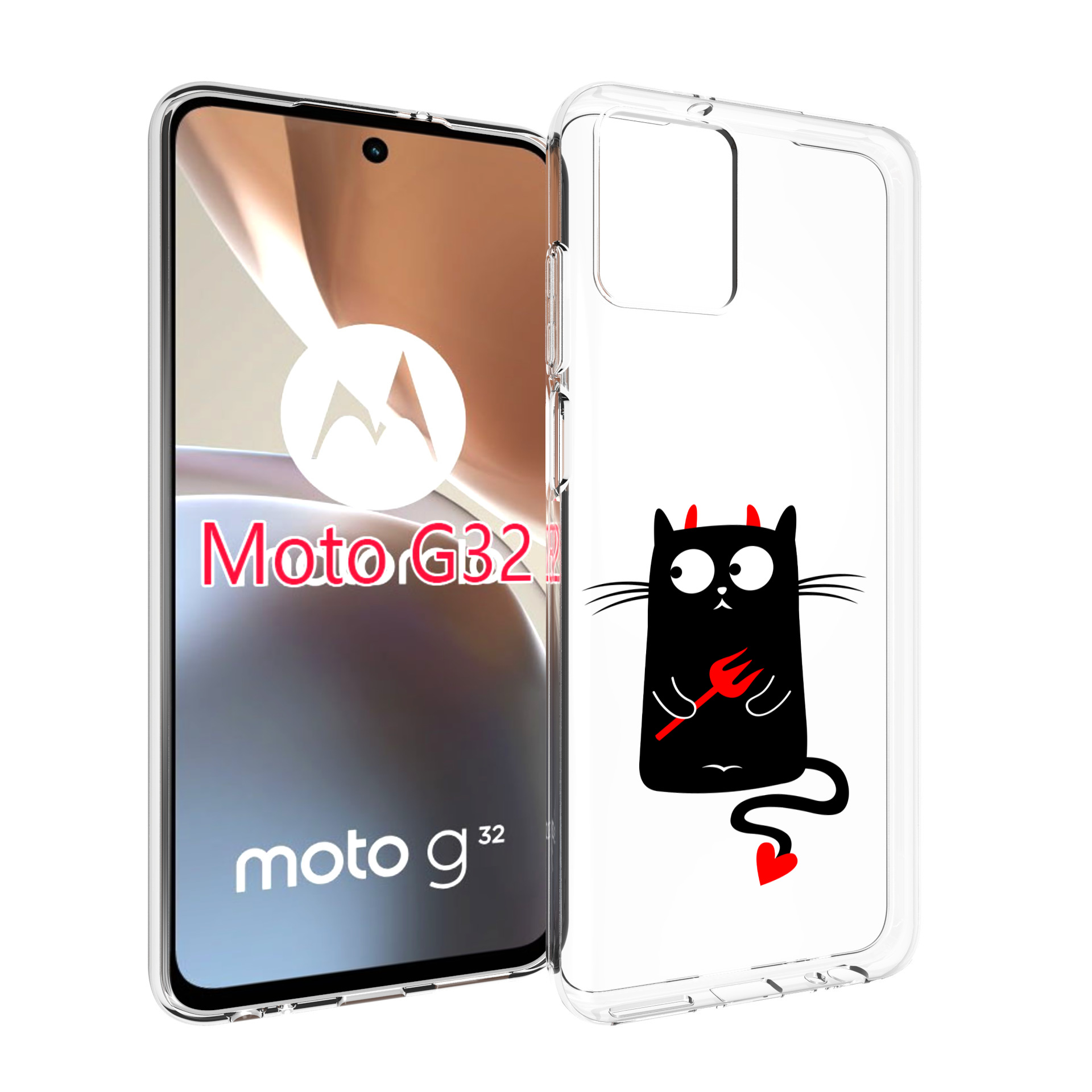 

Чехол MyPads Кот демон для Motorola Moto G32, Прозрачный, Tocco