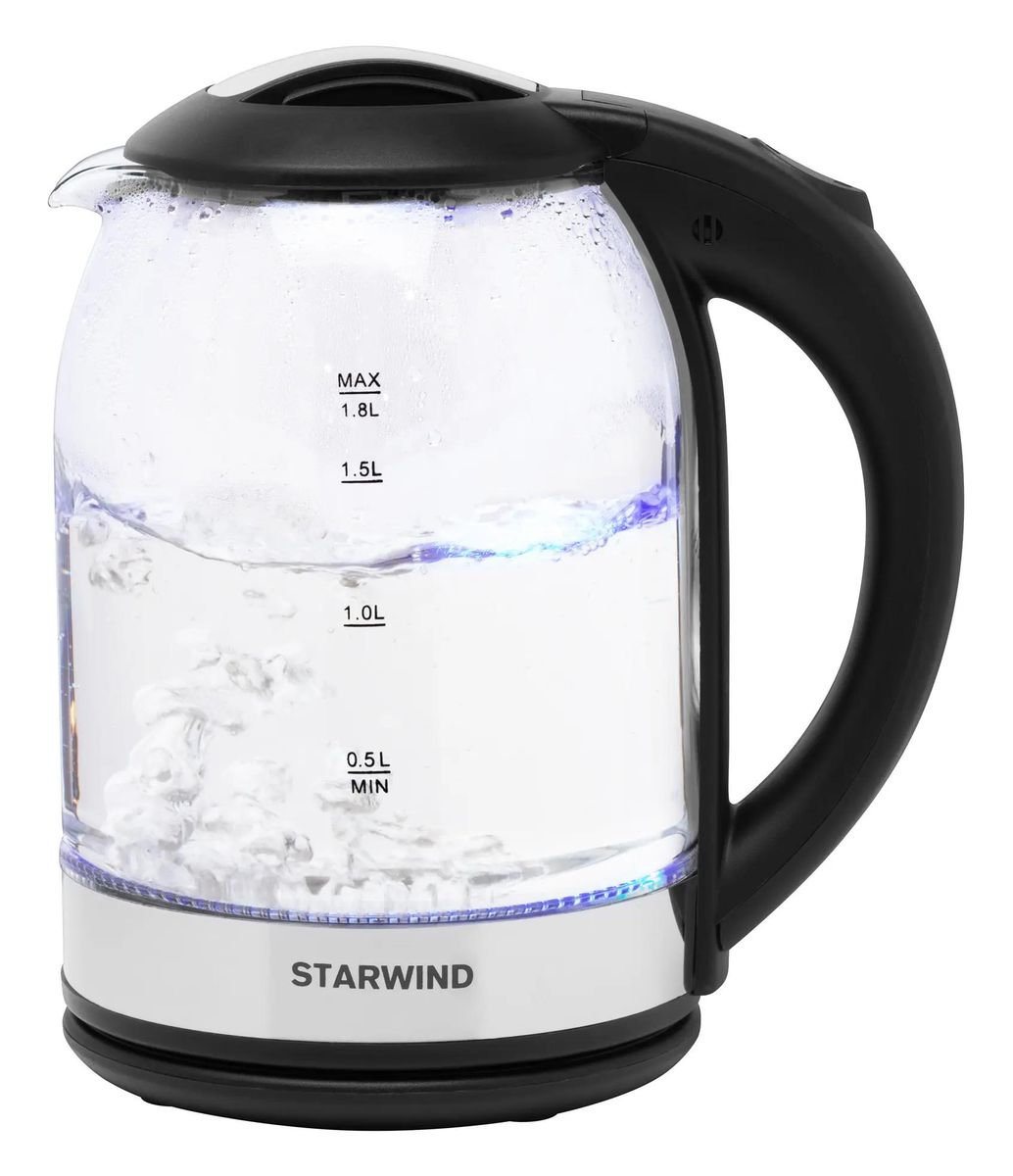 

Чайник электрический StarWind SKG2051, 1800Вт, черный и серебристый