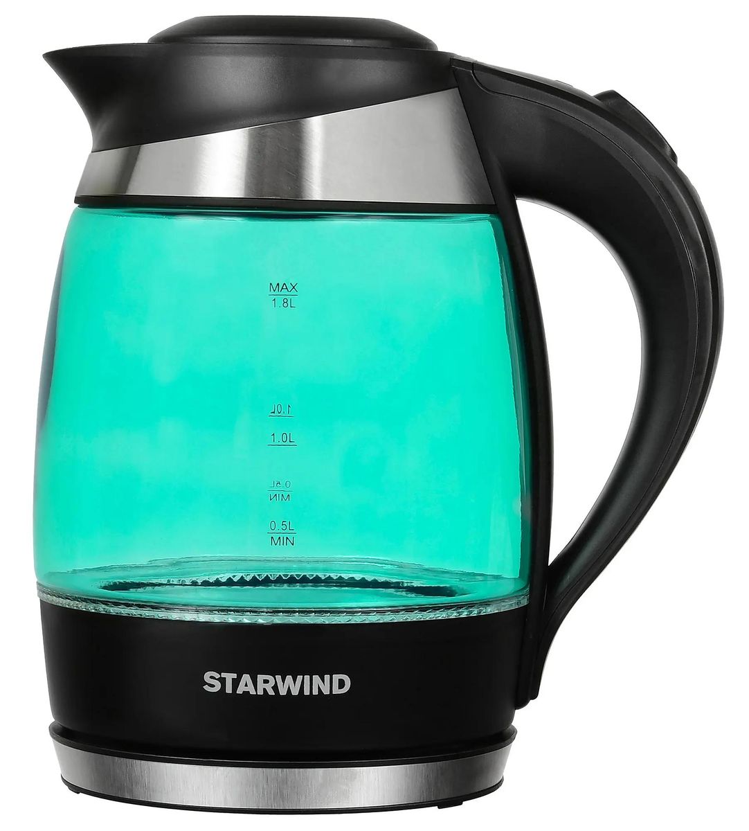 

Чайник электрический StarWind SKG2219, 2200Вт, бирюзовый и черный