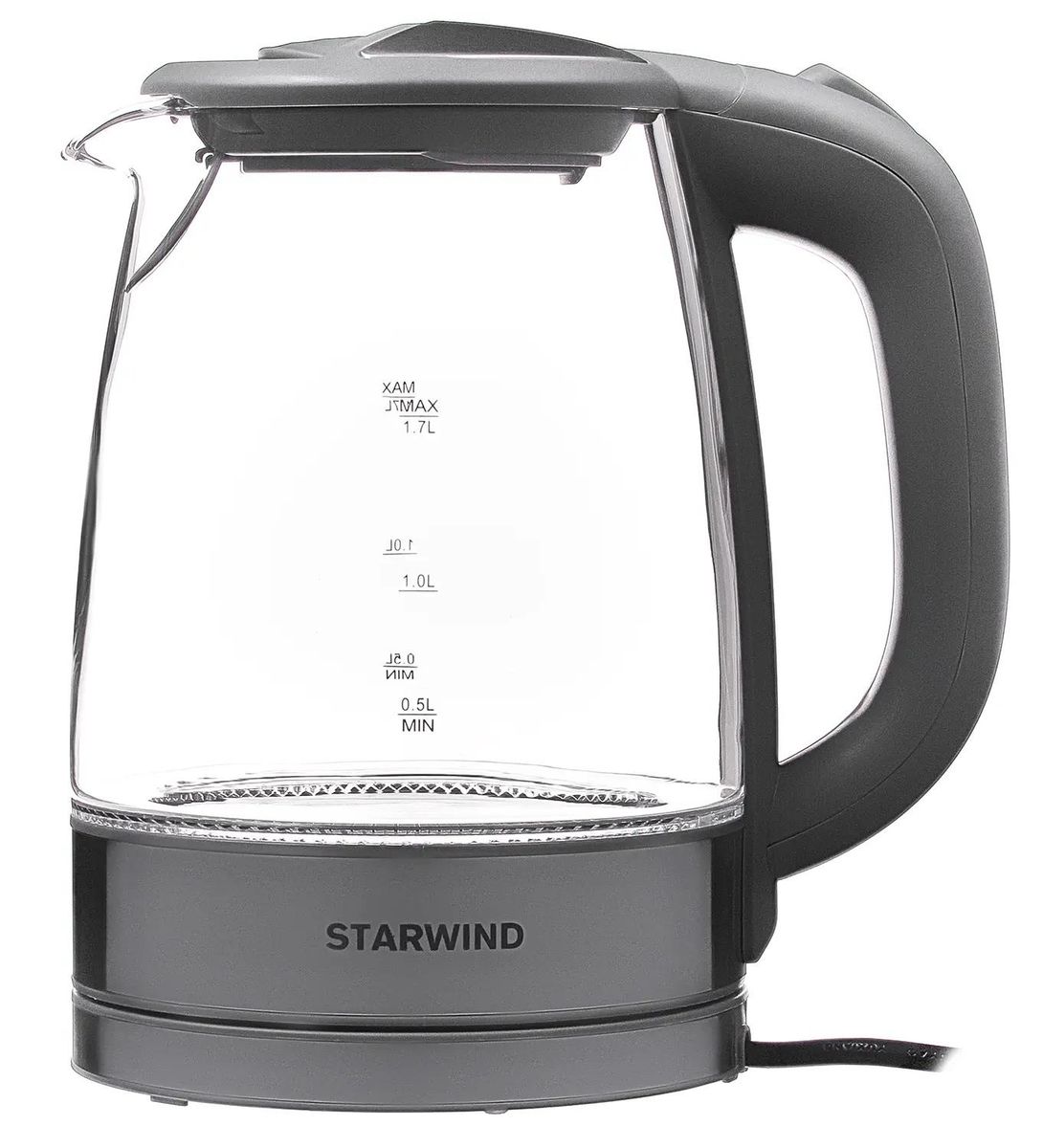 

Чайник электрический StarWind SKG2315, 2200Вт, серый и серебристый