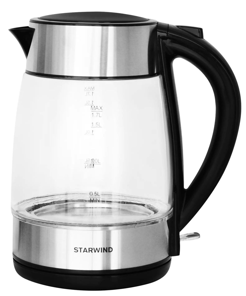

Чайник электрический STARWIND SKG3026, 2200Вт, черный и серебристый