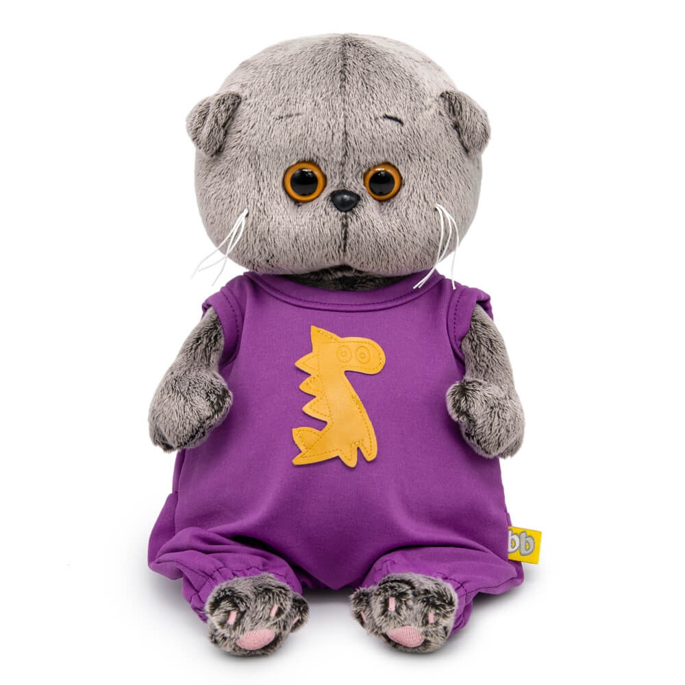 

Мягкая игрушка BUDI BASA Басик BABY в комбинезоне с драконом, Фиолетовый, BB-140