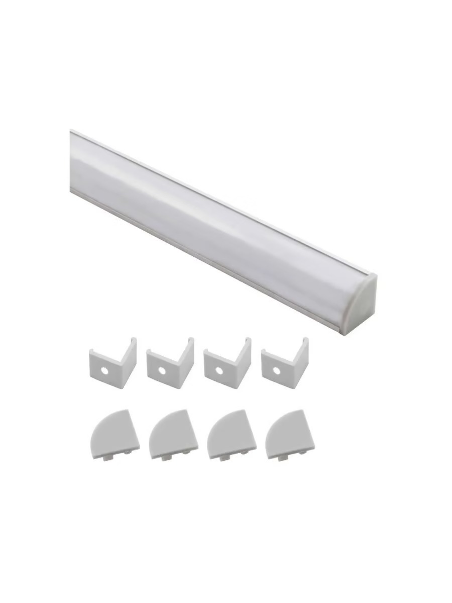 Комплект угловых профилей для светодиодной ленты, серебро, 2 комплекта длинной 1 м