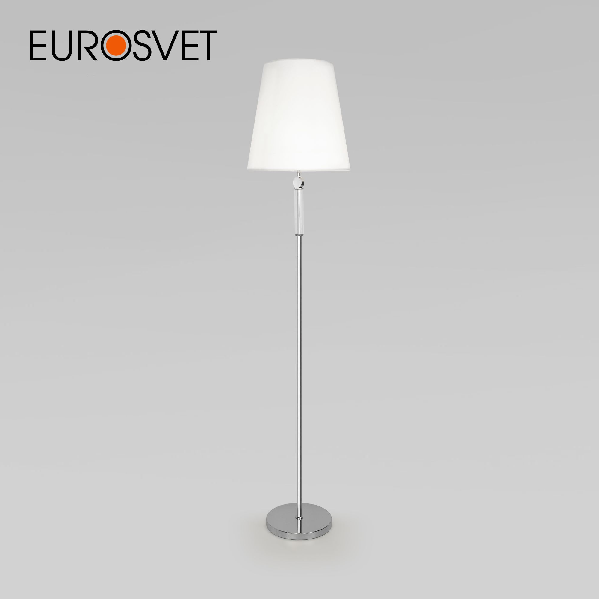 

Напольный светильник Eurosvet Conso 01146/1 хром с белым абажуром из ткани E27
