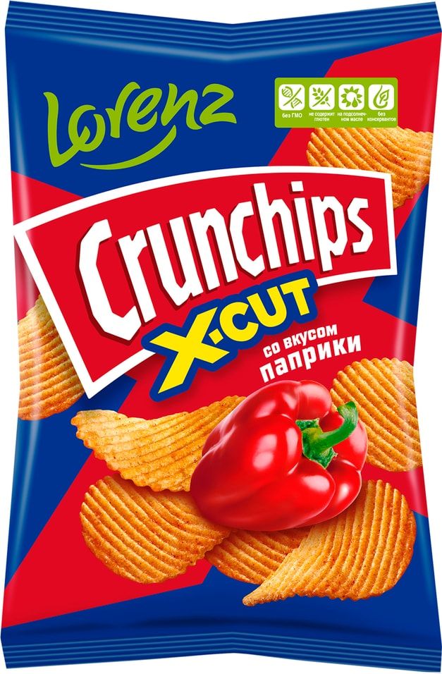 Чипсы картофельные рифленые Lorenz Crunchips X-Cut со вкусом паприки 130 г