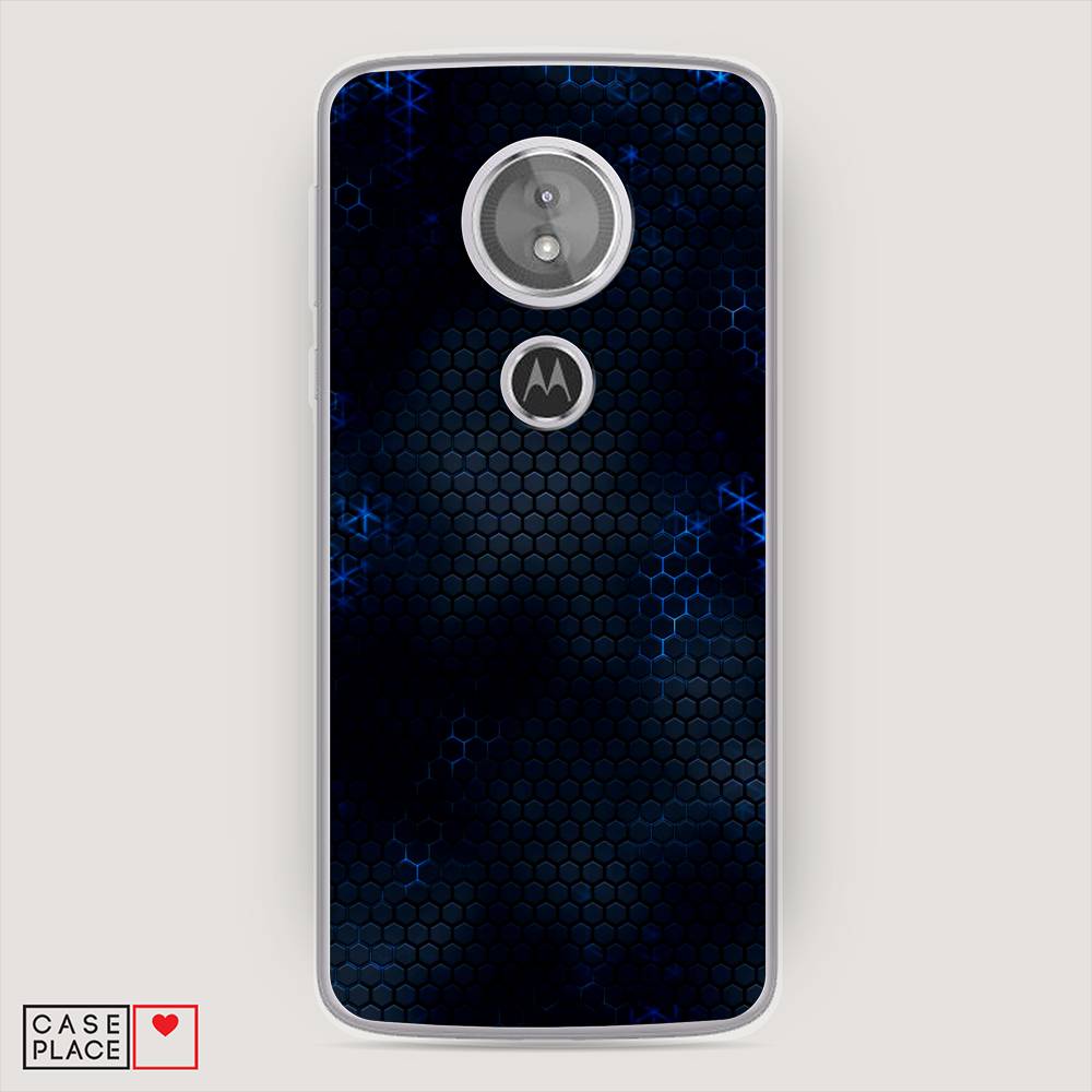 фото Силиконовый чехол "фон соты синие" на motorola moto e5 awog